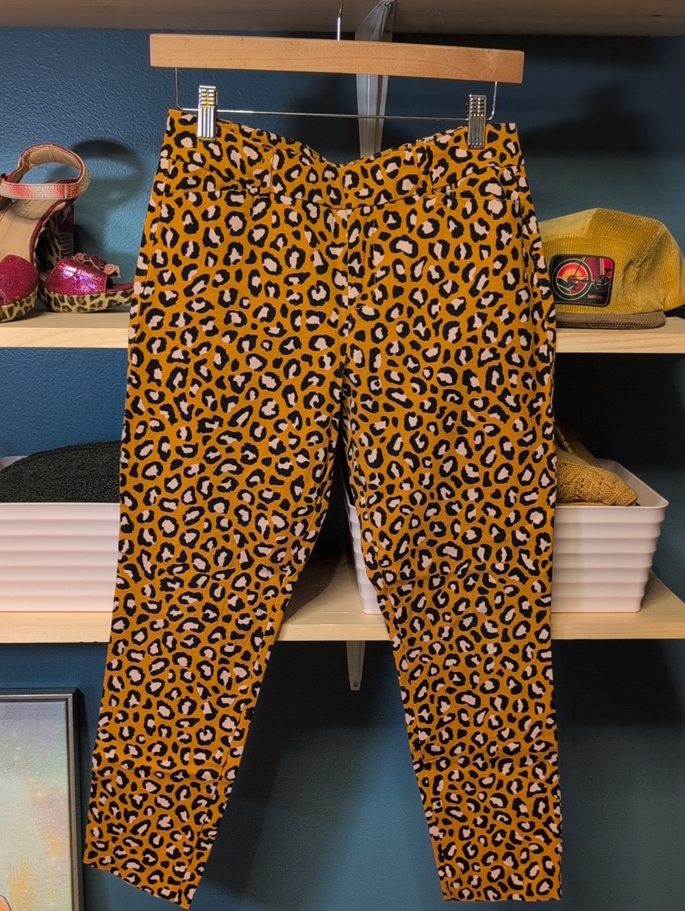 Old Navy Mustard Leopard Print Chinos